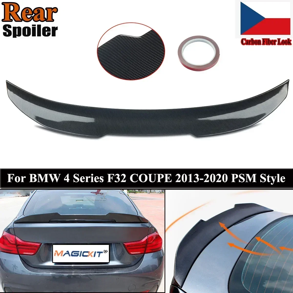 

MagicKit For BMW F32 Coupe 2013-20 PSM Style Rear Spoiler Lip Wing Carbon Fiber Look