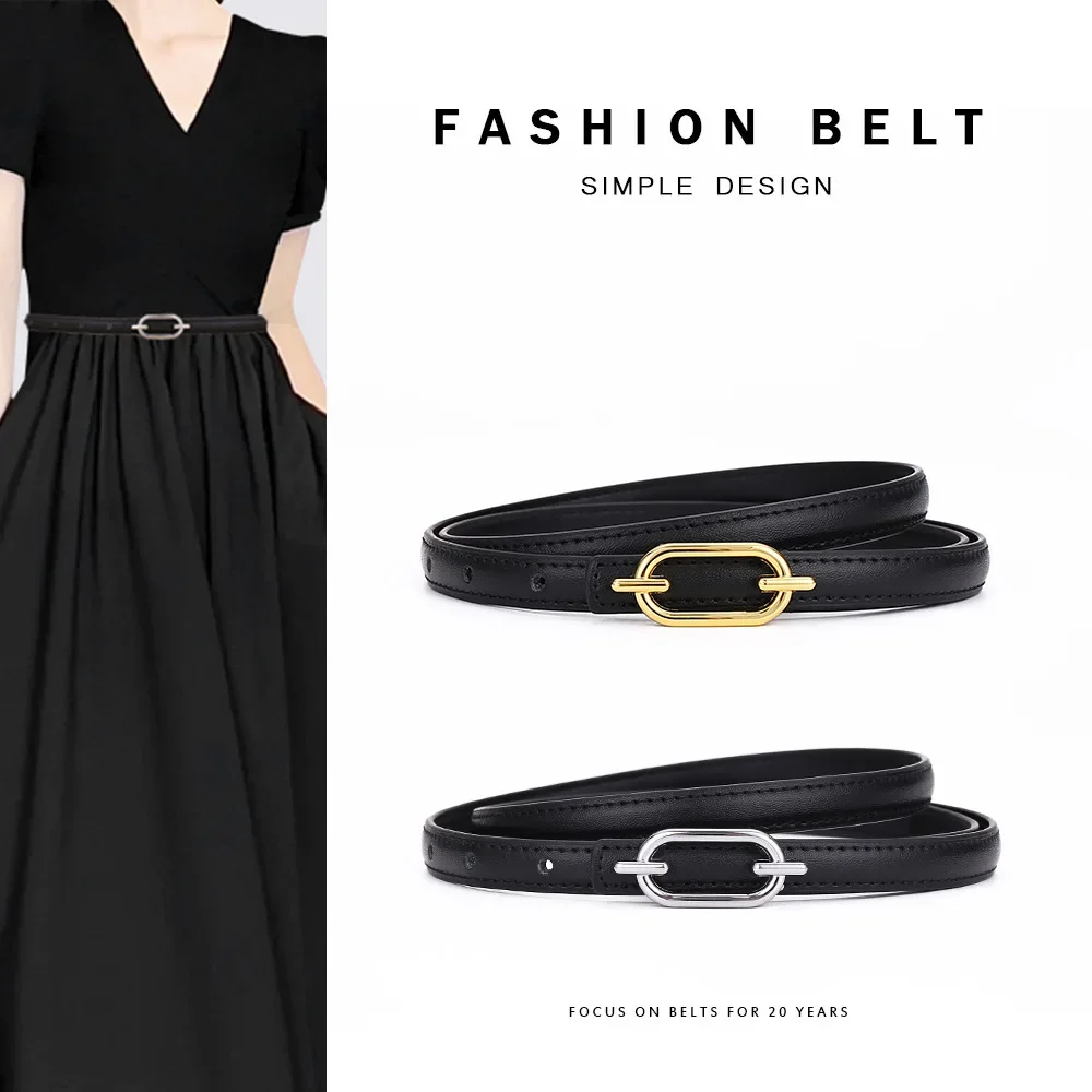 

Brand Belt Women's Luxury Leather Versatile Dress Jeans Thin Belt High End Fashionable And Simple Korean Version