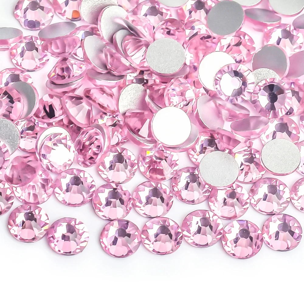 Light Pink/Rose Glass 3D Nail Art Rhinestones ss3 ss4 ss5 ss6 ss8 ss10 ss12 ss16 ss20 ss30 Crystal Nails Non HotFix Decorations