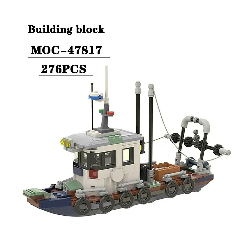 

New MOC-47817 Small Trawl Fishing Boat Spliced Building Block Model 789PCS Adult and Children's Birthday Christmas Toy Gift