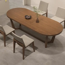 Oval Log Style Simple Dining Table Pastoral Style 120-220cm Dining Table Chairs Customized Table A Manger