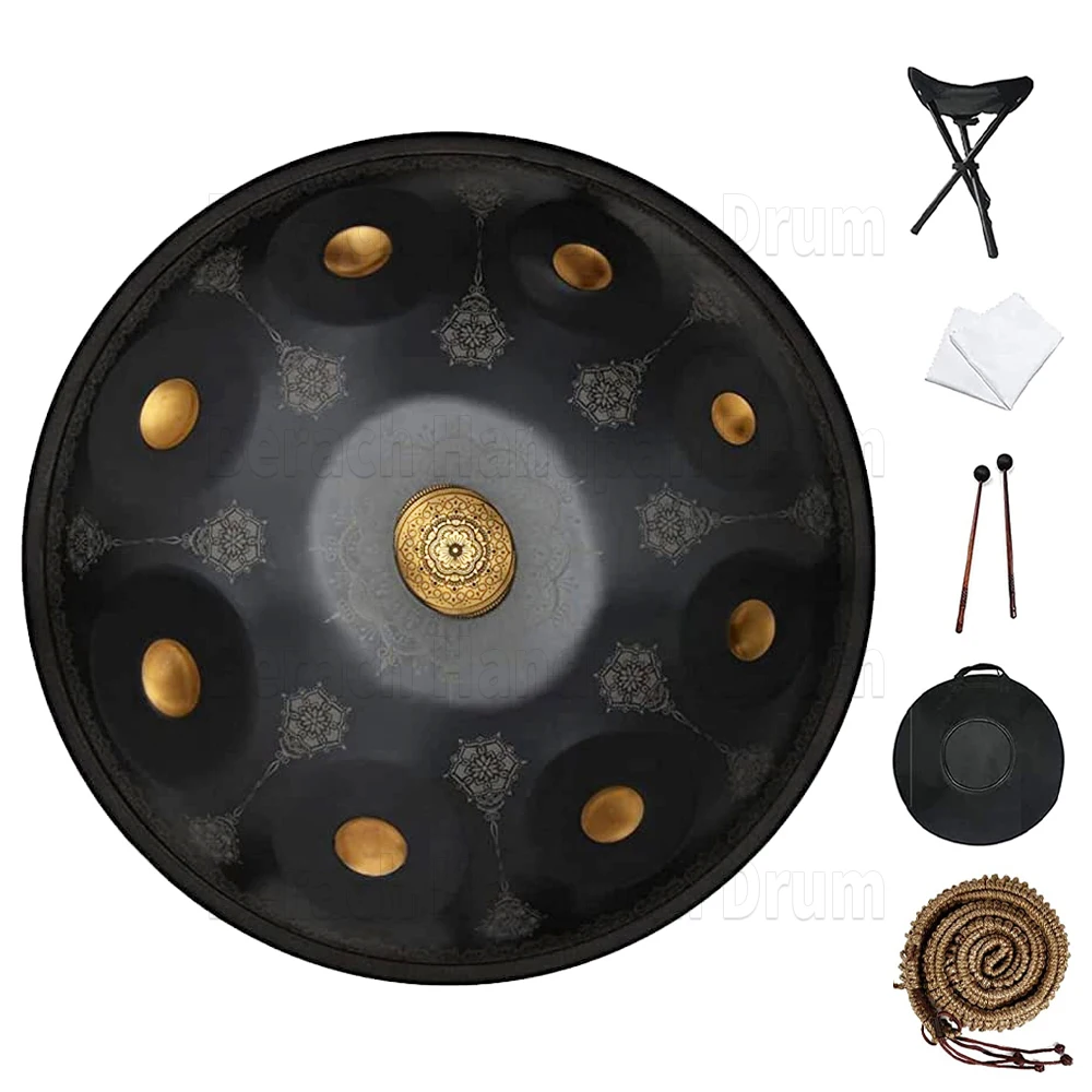 432hz handpan 9/10/12 notes 22 inch hand-carved pattern meditation musical instrument yoga beginner steel tongue drum