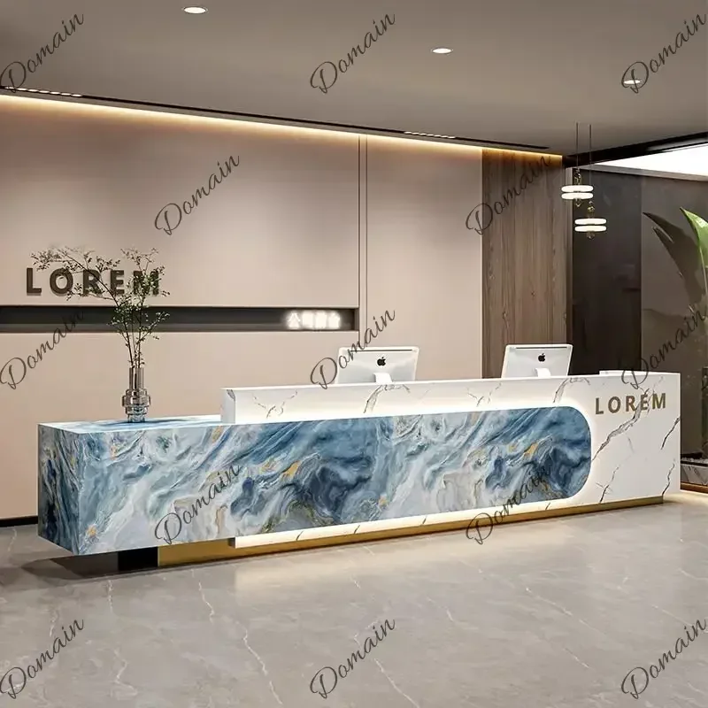 46XX 120 140 160 180 200 220 240 260 280 300cm Company Marble Front Desk Customer Center Reception Desk Bureaux De Travail Furni