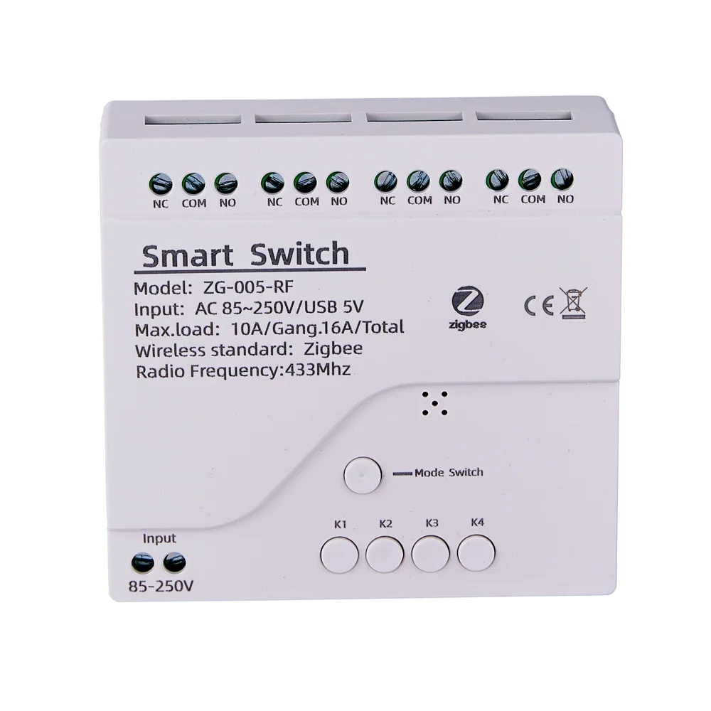 4CH Zigbee Tuya Smart Home Relais Modul 85-250V Relais AC DC 7-32V 85-250V Funktioniert Alexa Google Assistent Smart Licht Schalter