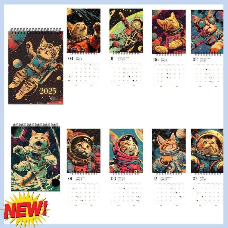 

AT14 Space Cat Calendar Pet-Themed Wall Hanging Calendar 2025 Cat Calendar Perfect For Memorable Gifts