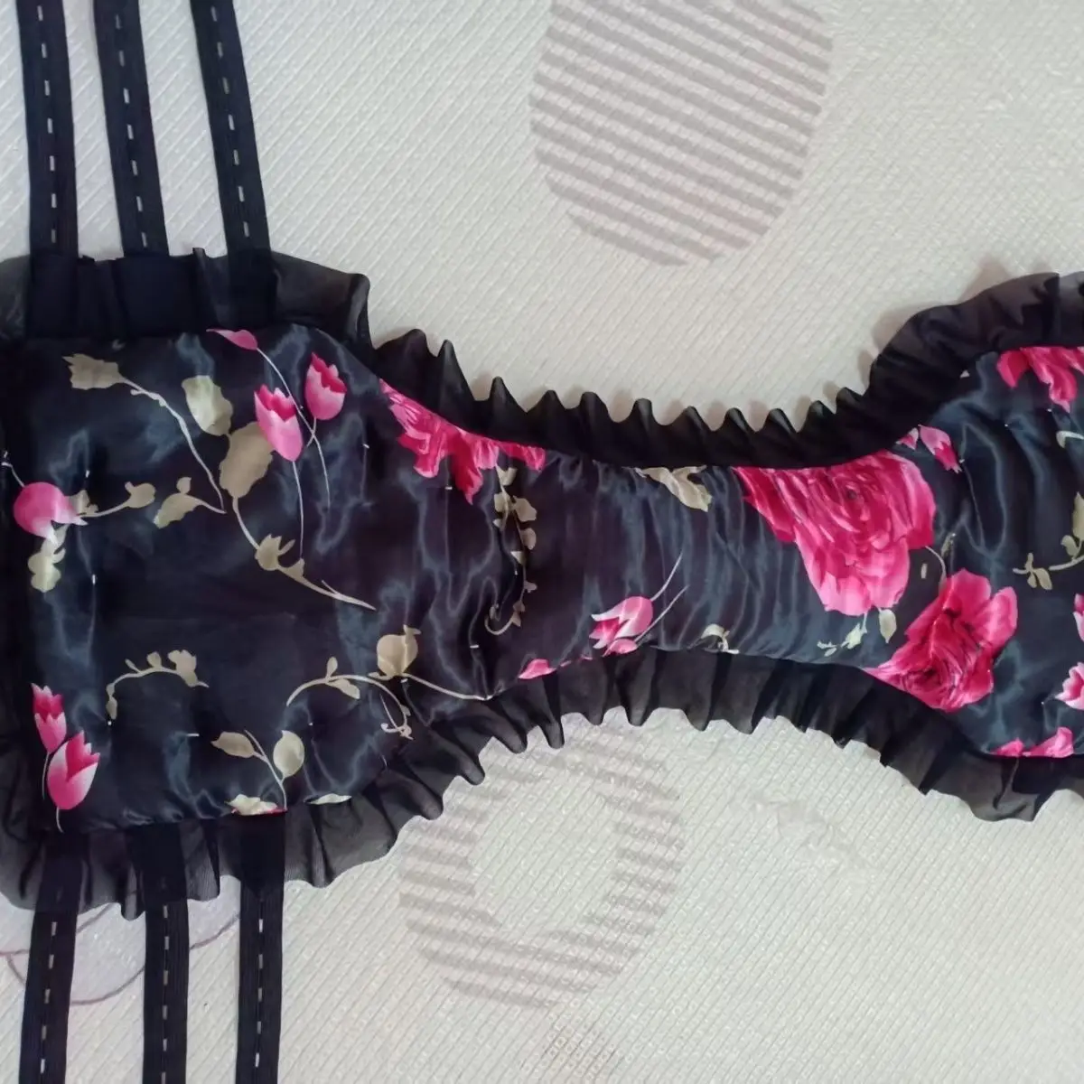 수제 남녀 공용 두꺼운 방수 면 혼방 사이즈 퍼피 빅 실키 터치 레이스 헴 플로럴 티브리프 엘라스틱 웨이스트