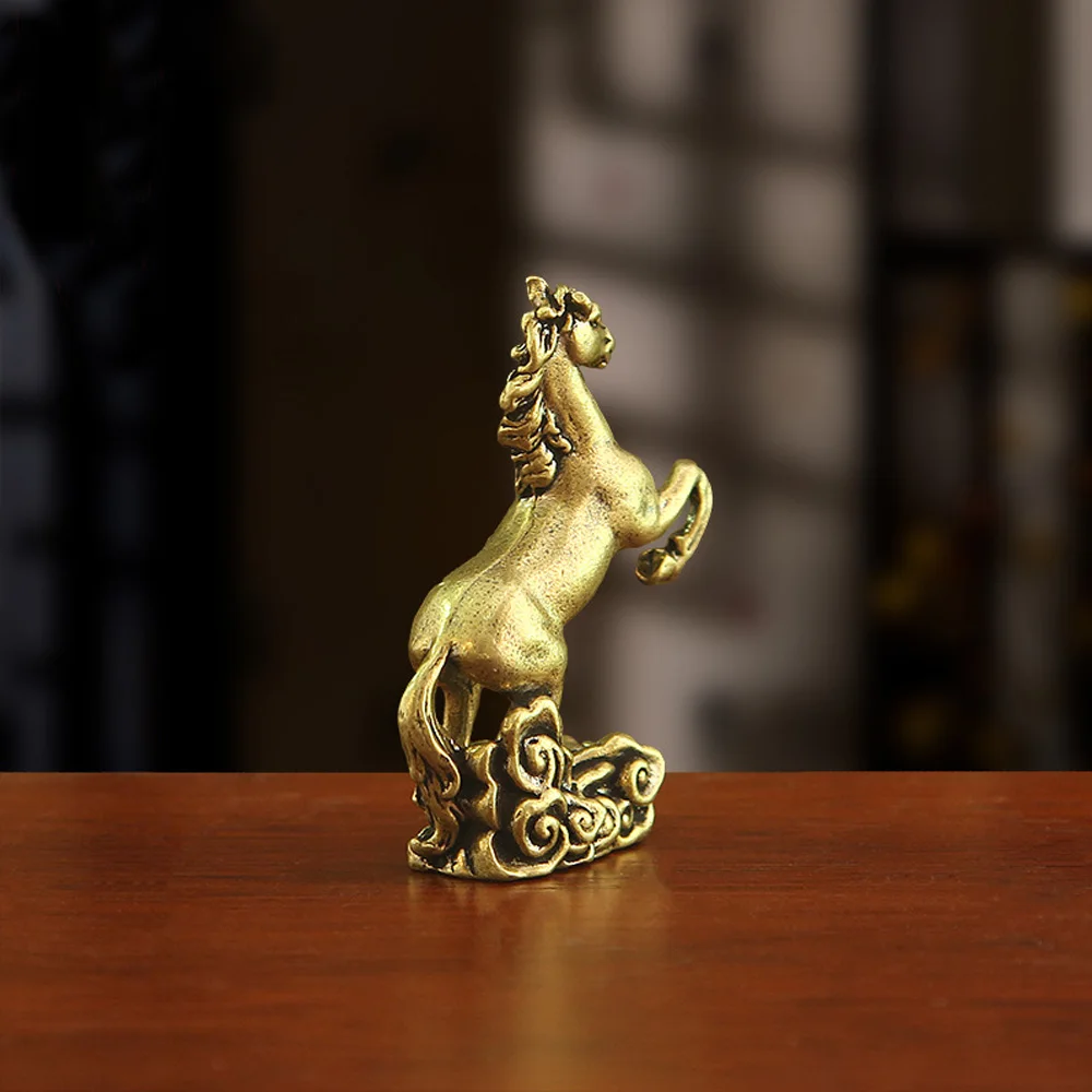 Vintage Messing-Pferdefigur auf Glückswolken, Glücksbringer für Erfolg, Feng-Shui-Heimdekoration, Sammlerstücke, Einweihungsgeschenk – Detail 6
