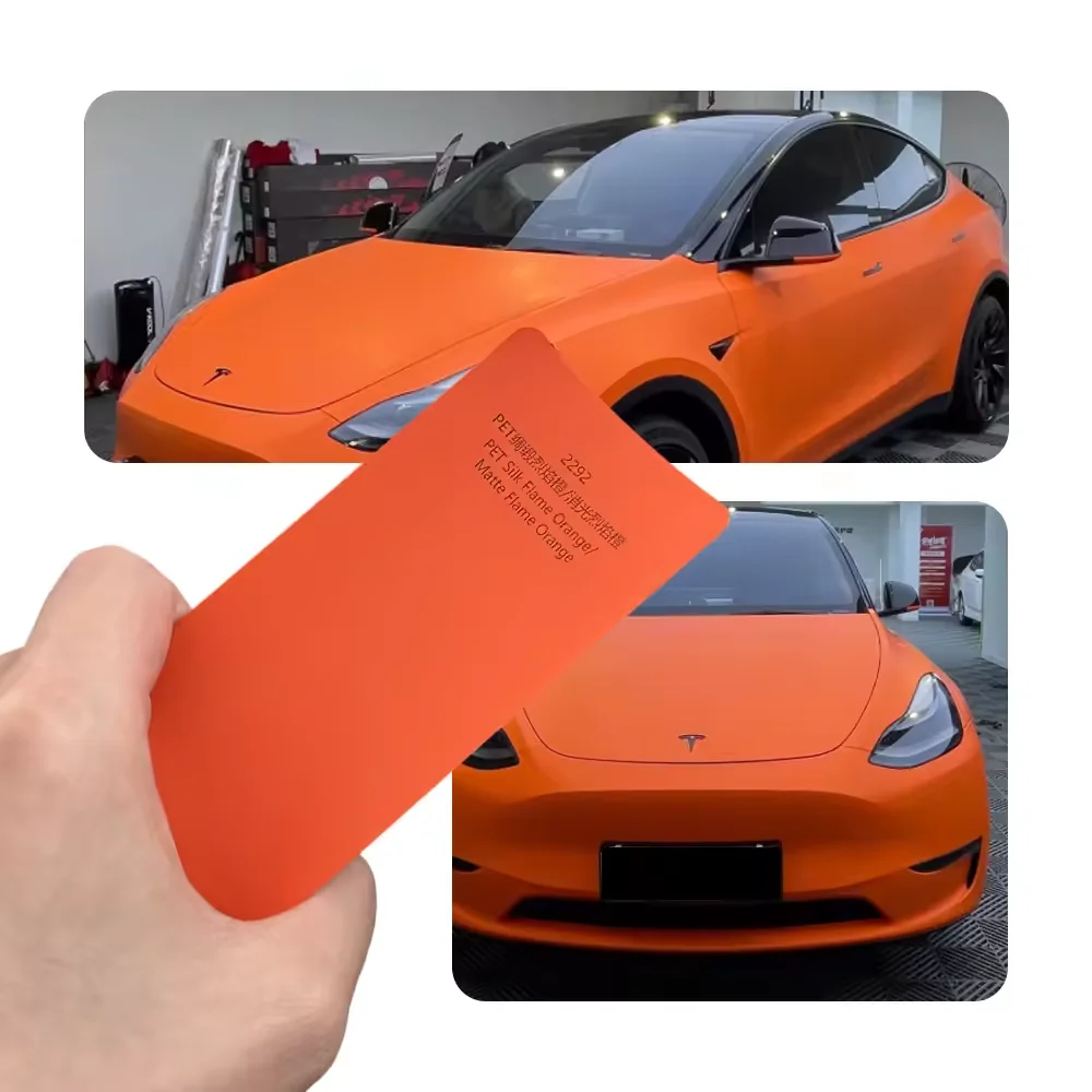 

For Tesla Model Y Premium Juniper 2025 2026 Flame Orange Color Changing Film 8.5Mil Precut Anti-Scratch Paint Protection Film