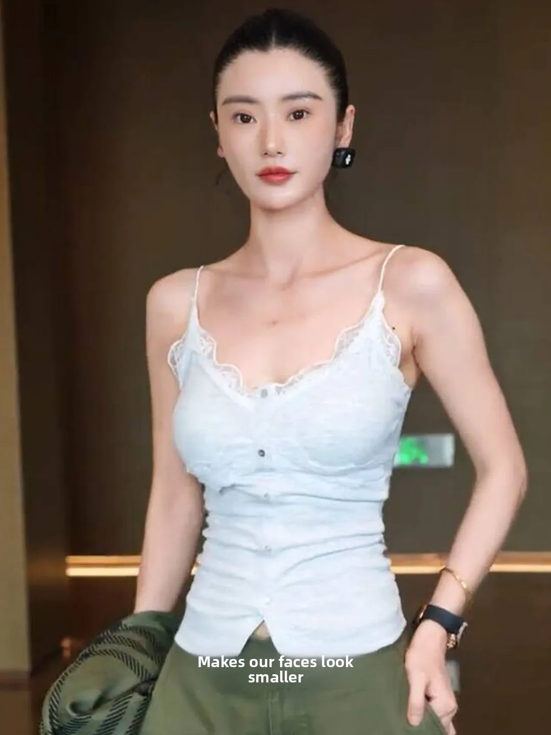 Pure Desire Spicy Lace Strap Vest Women's Outerwear with Chest Pad Beautiful Back Bra Integrated Base Layer Hanging Neck Top