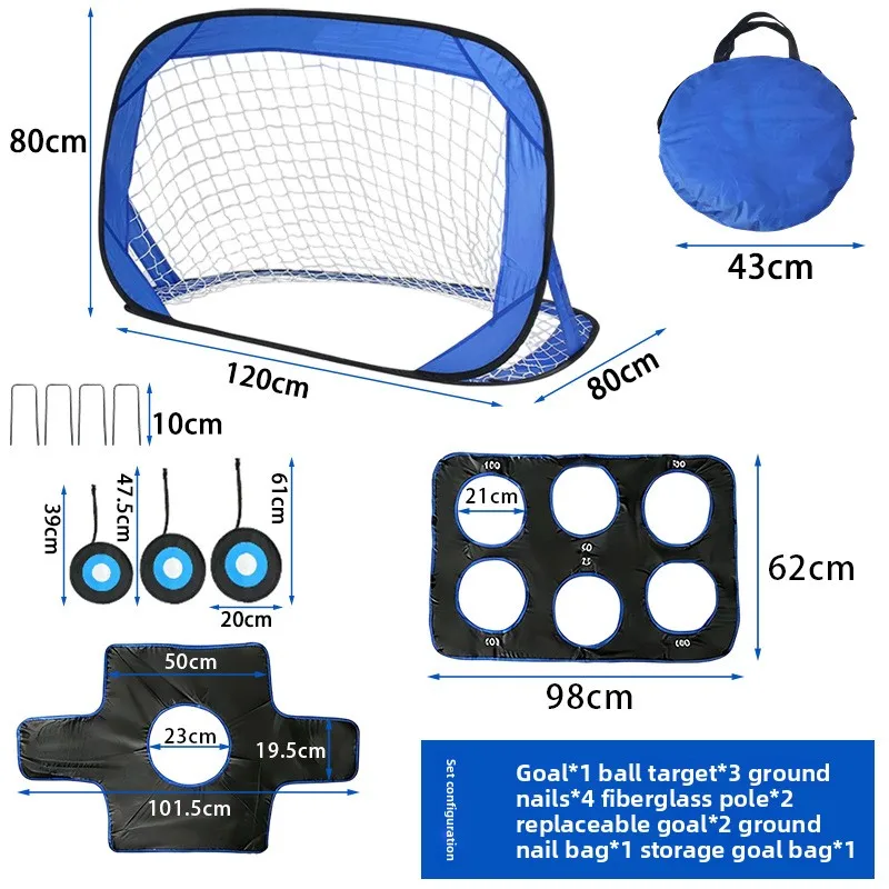 

Soccer goal 4-in-1, 120x80x80 cm, features interchangeable panels for target practice, includes carrying bag