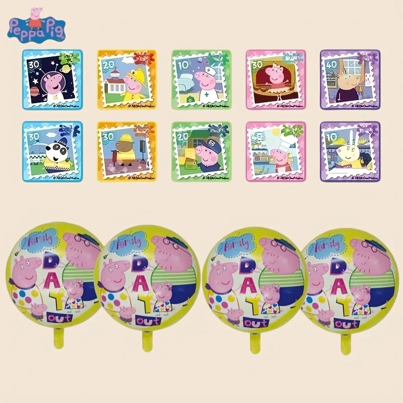 Yellow Peppa Pig themed Festival Party Birthday Decor Balloon Sticker Combo Set for Family Gatherings and Party Decorations with view 4