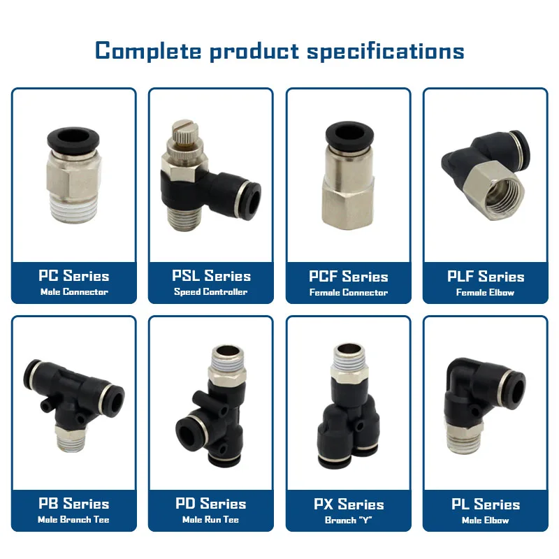 Pneumatic Air Connector Fitting PC PCF PB PD PL PLF PX PSL 4mm 6mm 8/10mm Thread 1/8 1/4 3/8 1/2 Hose Fittings