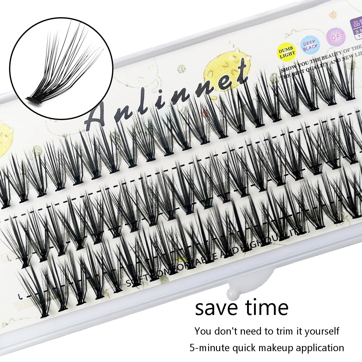 Extensões de cílios com L Curl Cluster, Natural Soft Lashes, Ferramentas de maquiagem individuais, Cilias Volume, Premade Fans, 20D