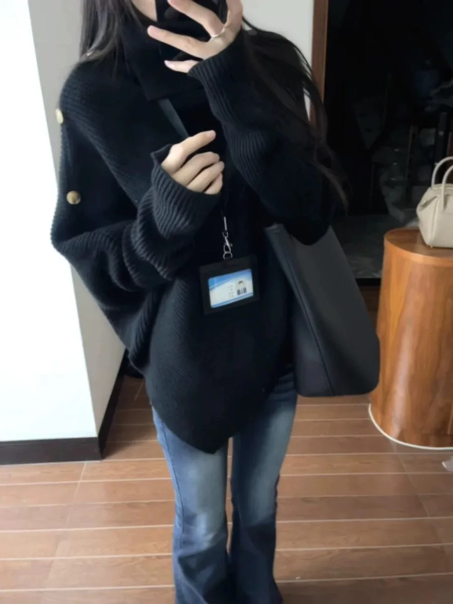 

Thiened Bla свитер с высоким воротником, женский осенне-зимний вязаный длинный топ све, обычный тонкий теплый базовый слой, внутренняя одежда