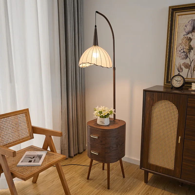 Drawer floor lamp American retro style living room sofa coffee table lamp bedroom bedside table integrated