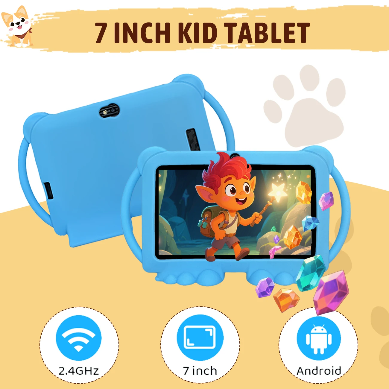 تابلت للأطفال 7.0 بوصة رباعي النواة كاميرا مزدوجة أندرويد تعلم ألعاب تعليمية أقراص هدايا للأطفال #1