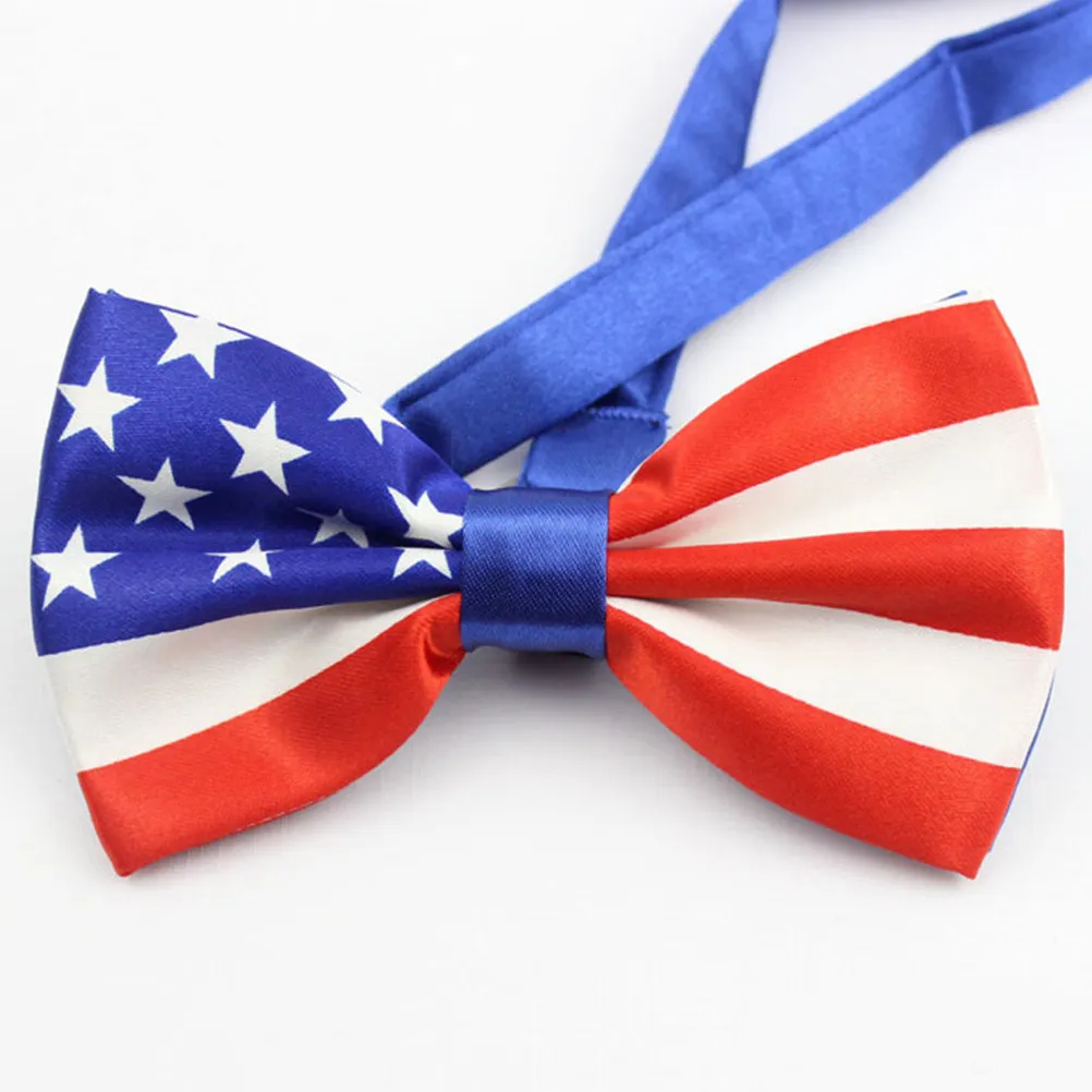 Usa Flag Bowtie for Men Polyester Material Smooth Patriotic Symbol Hope Peace Anniversary Father's Day Birthday Gift