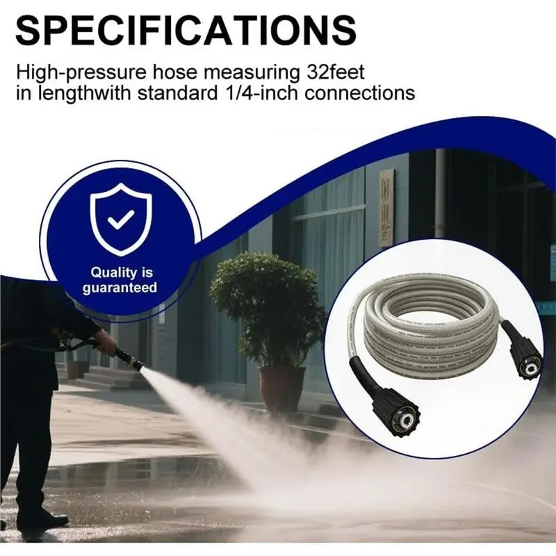RMWIN-Pressure Washer Hose 32.8 FT, 1/4-Inch Quick Connect, Replacement For Greenworks 5200402, Up To 2000 PSI
