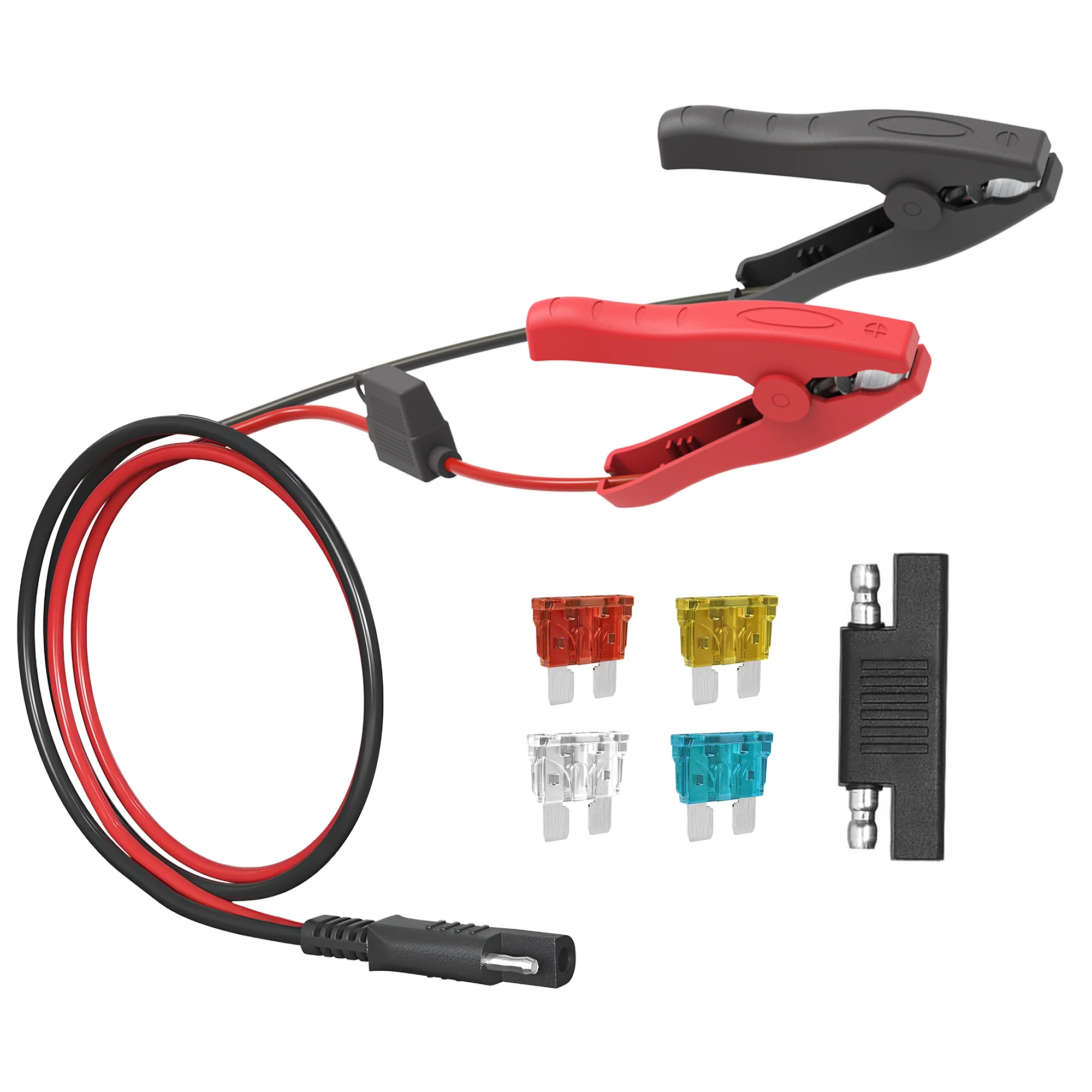 

12 AWG Alligator Clips to SAE Connector Cable - 9.84FT Battery Jumper Cables, with 5Fuse &1SAE Polarity Adapter for Automotive