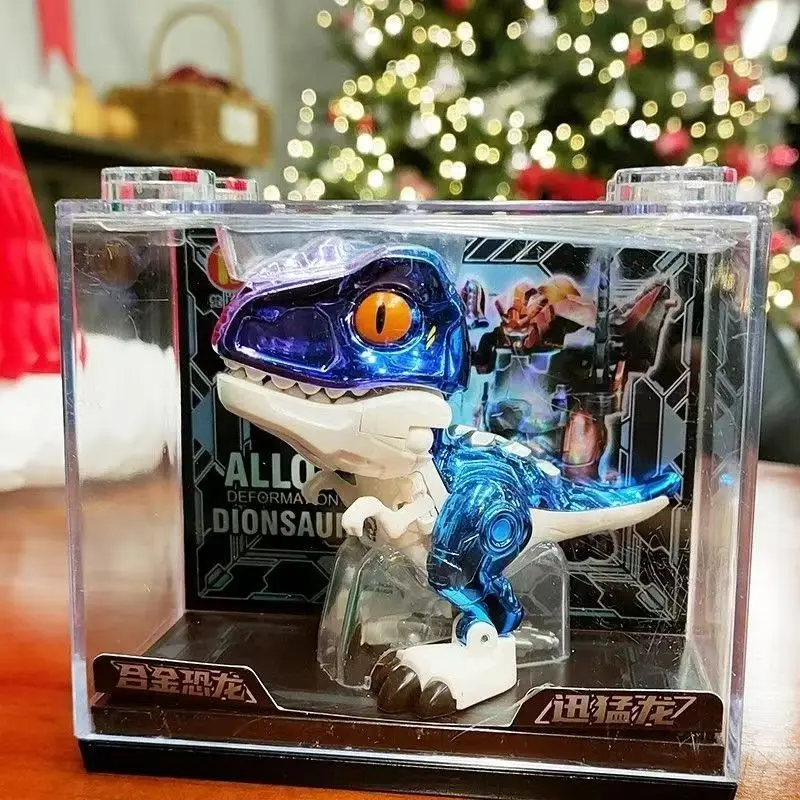 Alloy Jurassic Dinosaurs World Toys Velociraptor Triceratops Robot Transformation Toy Desktop Decor Toys Gifts