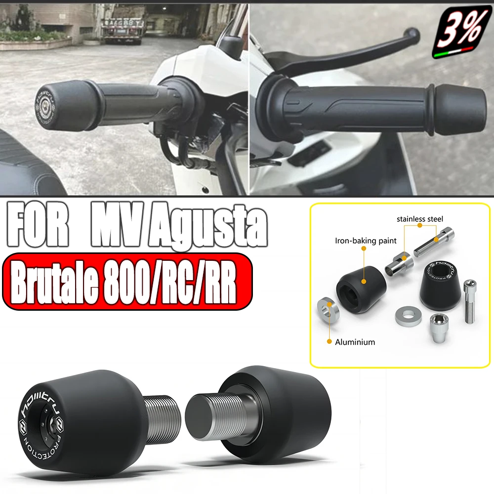 

For MV Agusta Brutale 675 2012-2015 / Brutale 800 / RC / RR 2013-2023 Handle Bar End Weight Grips Cap Frame Slider Crash