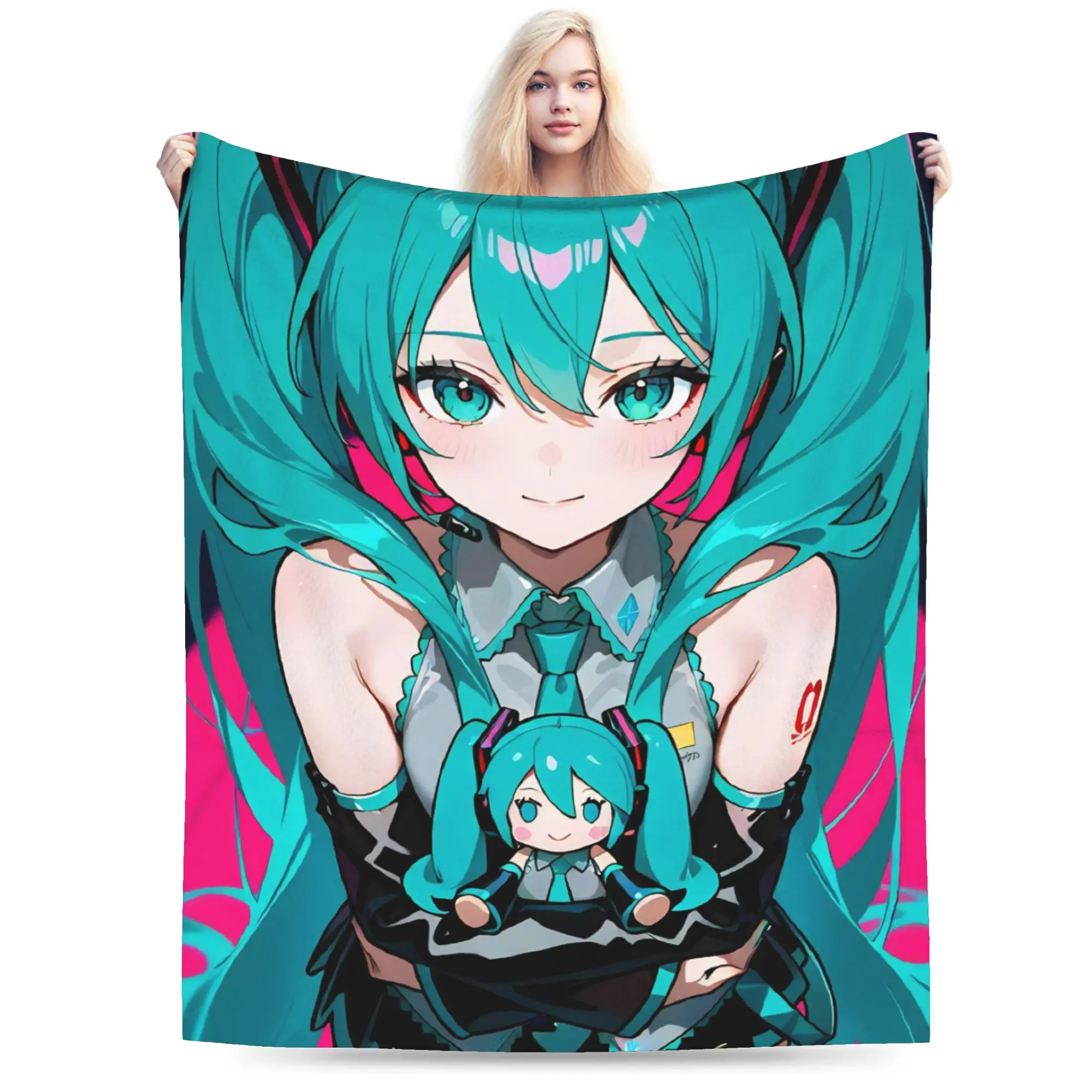 Hatsunes Mikus Anime Blankets Fleece All Season   Multifunction Soft Throw Blankets for Bed Travel Quilt