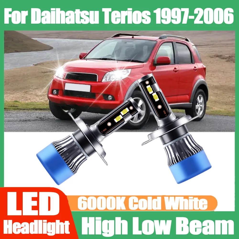 

2 шт. светодиодные лампы H4 с чипами CSP 3570, 20000 лм, 120 Вт, 6000K, супербелые, 12В, для Daihatsu Terios 1997-2006