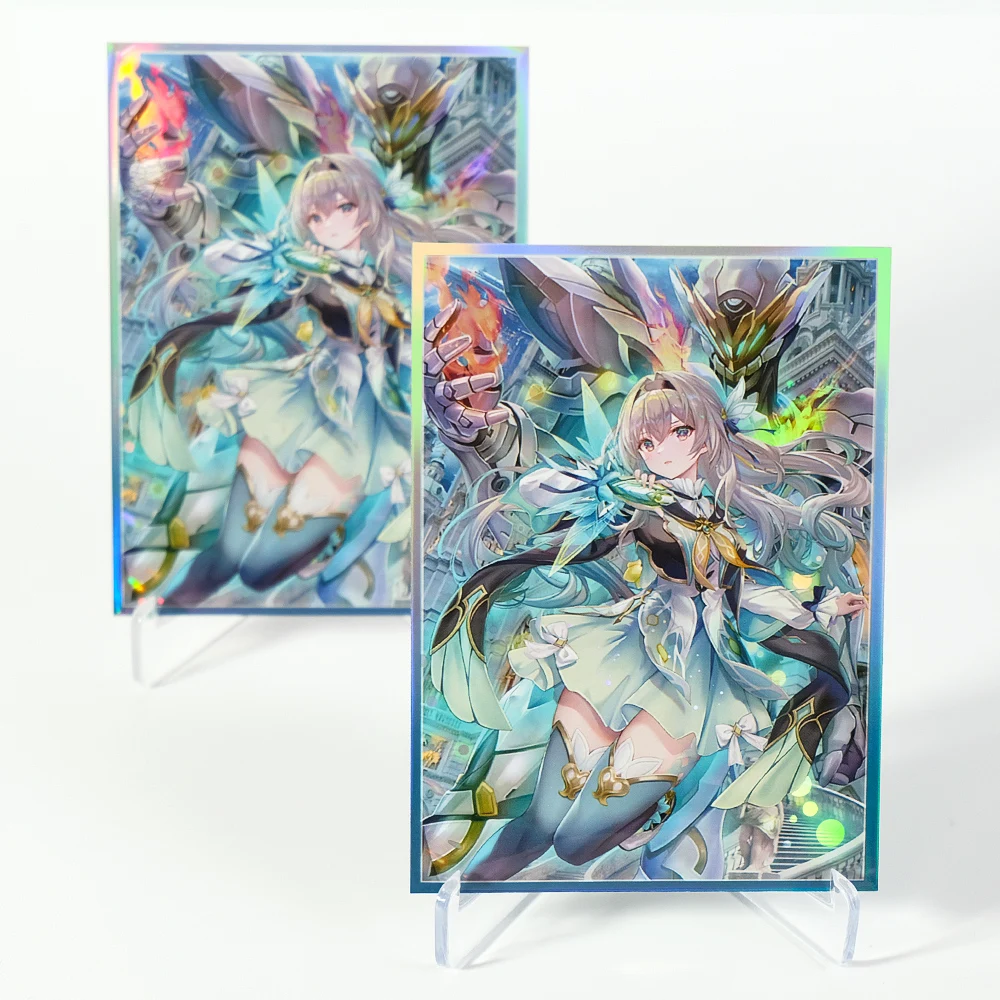 60PCS 67x92mm Holographic Anime Card Sleeves Cartoon Character Printing Deck Protector for MTG/PTCG Game Cards