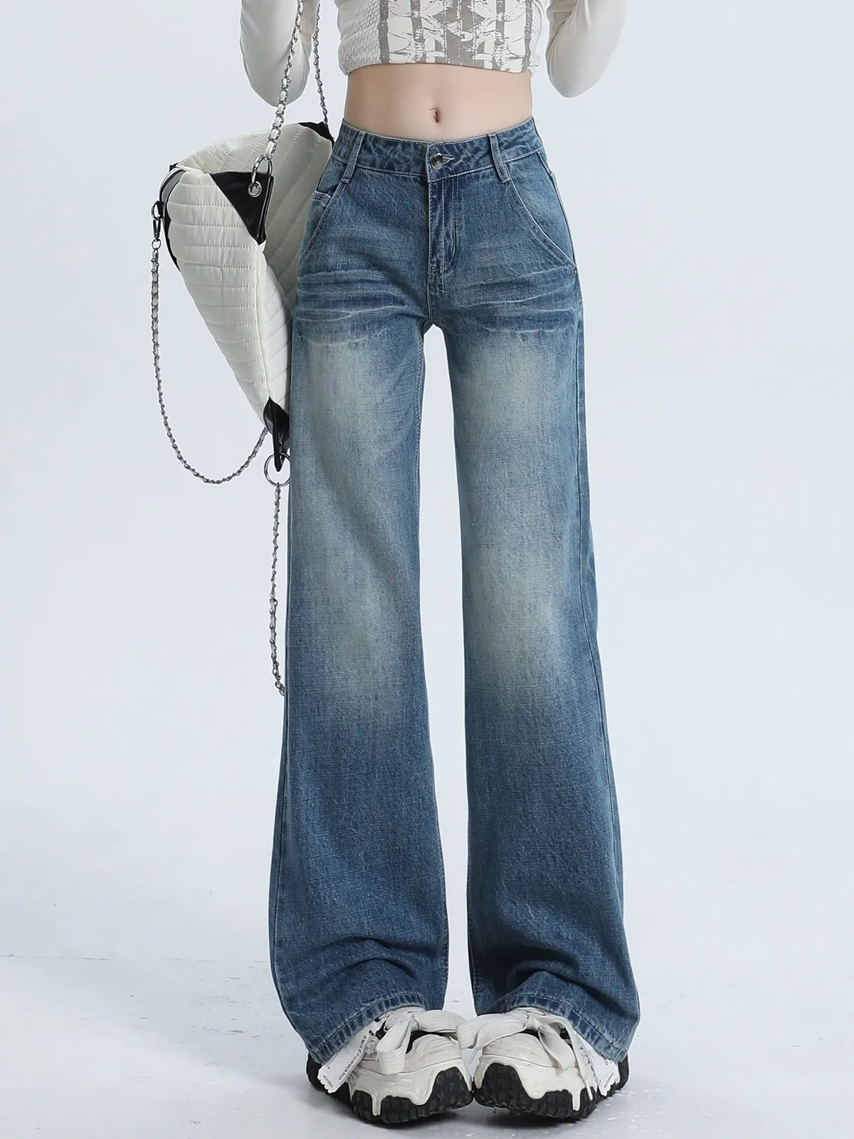 

ZHISILAO New Low Waist Flare Straight Jeans Women Classic Vintage Denim Pants Streetwear Summer 2024