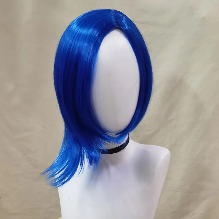 Traurigkeit Blaue Bob-Perücke mit Mädchen, blaue Anime-Perücke, Damen, hitzebeständig, synthetische Cosplay-Kostüm-Party-Perücke (blau)