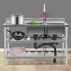 3 Tiers Commercial Restaurant Sink Stainless Steel kitchen Sink +Faucet 2 Sinks