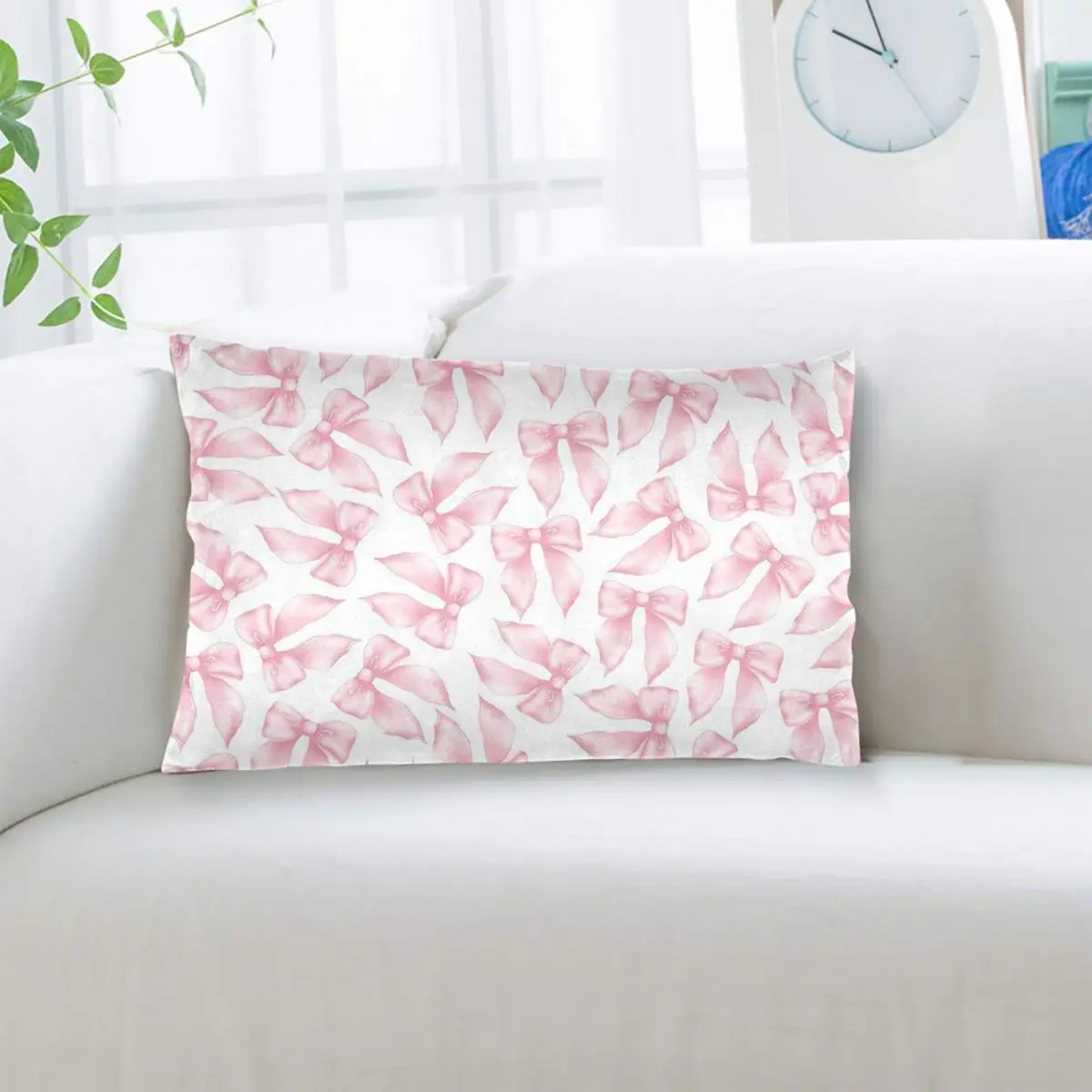 Cochuette Pink Bow Bliss-pattern Rectangle Pillowcase Cushion Cover Decor Bedroom Bed Home Comfort Throw Pillow