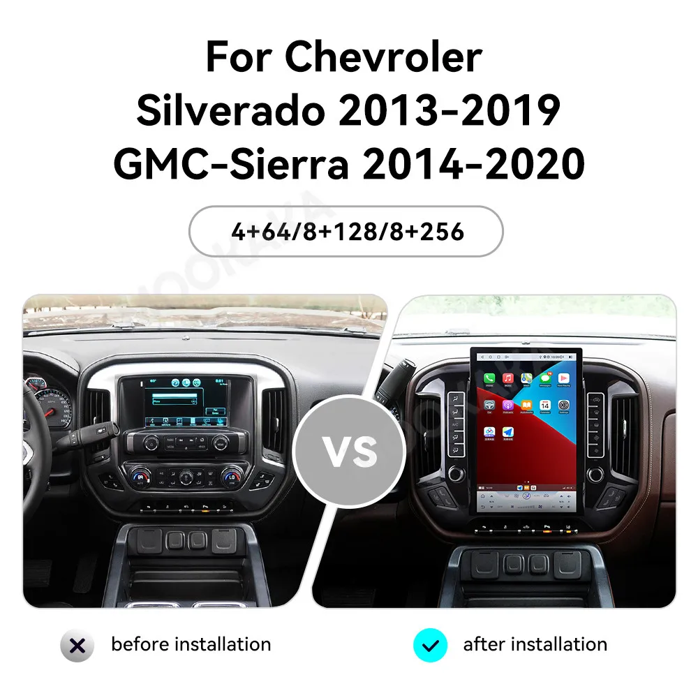 14.5'' For Chevrolet Silverado GMC 2013~2019 Android 13.0 Car Smart Multimedia Video Player Radio GPS Navigation BT Carplay Auto