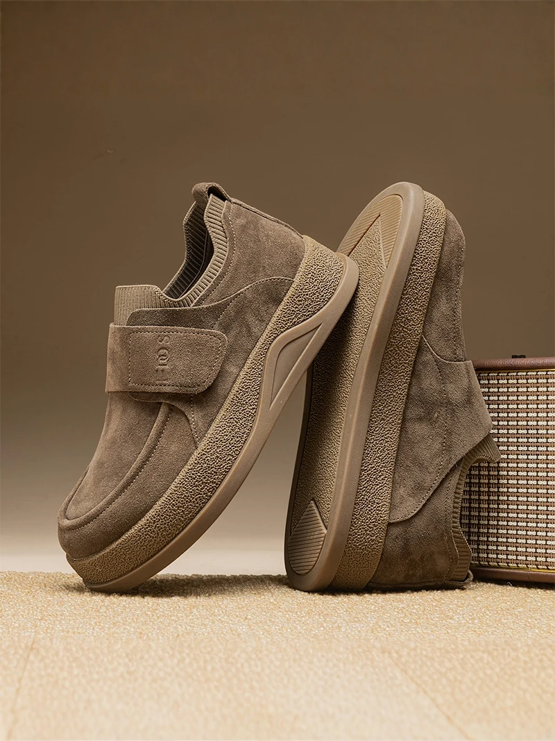 

Men's Casual Sport oes Soft Bot Heightening Driving Work Magic Tape Loers Bean Bean oes Spring Season