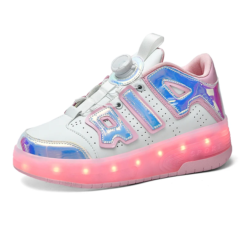 

2024 New Boys Walking Shoes Big Boys Girls Light Deformation Roller Skates Children's Roller Skates Rampage Shoes