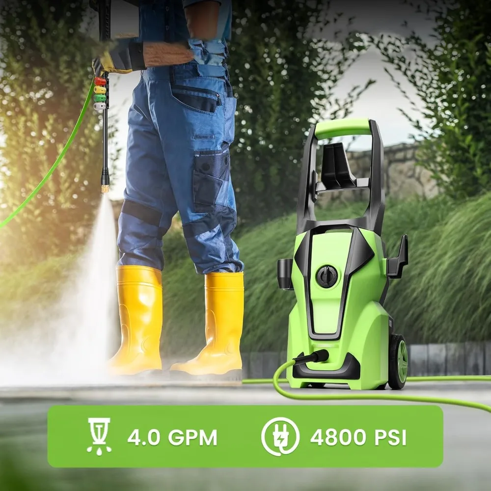 5000PSI 파워 클리너 (폼 캐논 포함), 4개 노즐, 33피트 호스 및 세제통, 자동차/차도/테라스 청소용