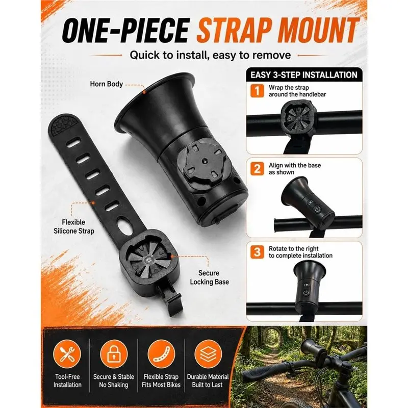 A07T-Electric Bike Horn With Custom Chargeing, 120Db Loud Sound, Waterproof Mini Horn For Bicycle Scooter Mountain Road Bike