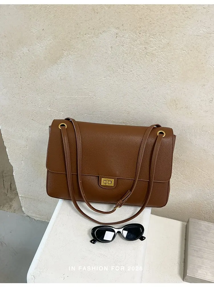 Bolso tipo cubo para mujer, diseño vertical de un solo asa, tapa abatible ancha, diseño sencillo y elegante, adecuado para adultos de 20 a 60 años.