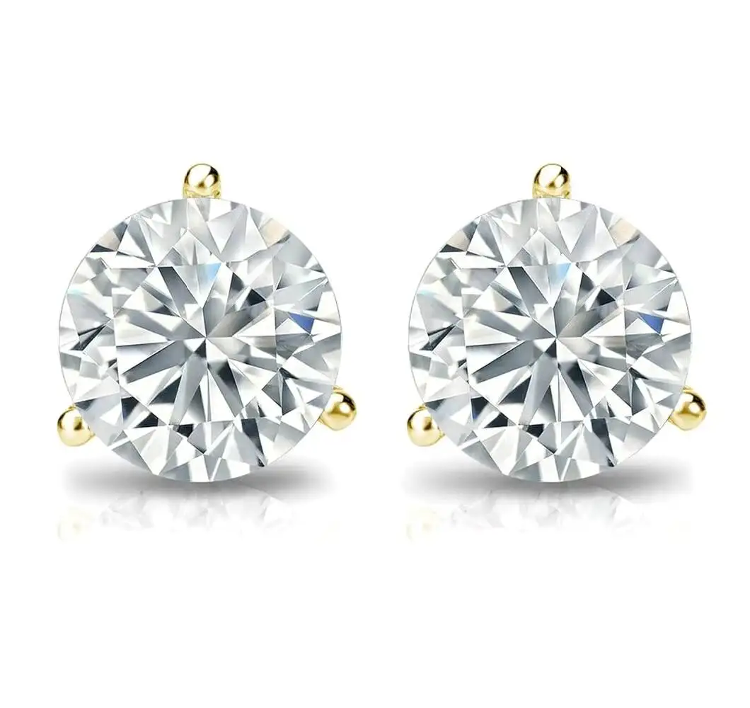 14k Gold Lab Grown Diamond Stud Earrings Women 1 Carat (D-E-F Color SI1-SI2 Clarity Cttw) 3-Prong Martini Set Screw Back