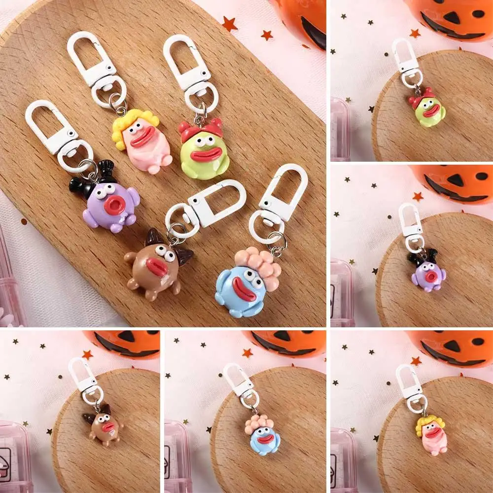 Resin Funny Clown Keychain Mini Kawaii Cartoon Sausage Mouth Pendant Fashion Cute Big Mouth Keyring Hanging Accessory