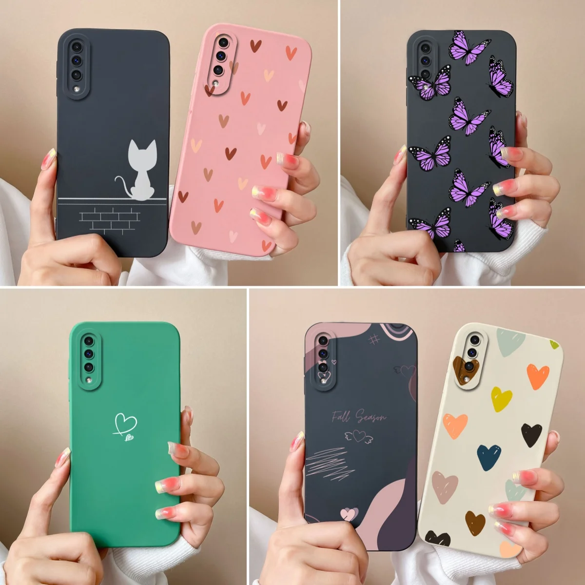 For Samsung A50 A50S Case Simple Heart Soft Liquid Silicone Camera Protection Phone Back Cover For Galaxy A 50 A 50S Funda Shell