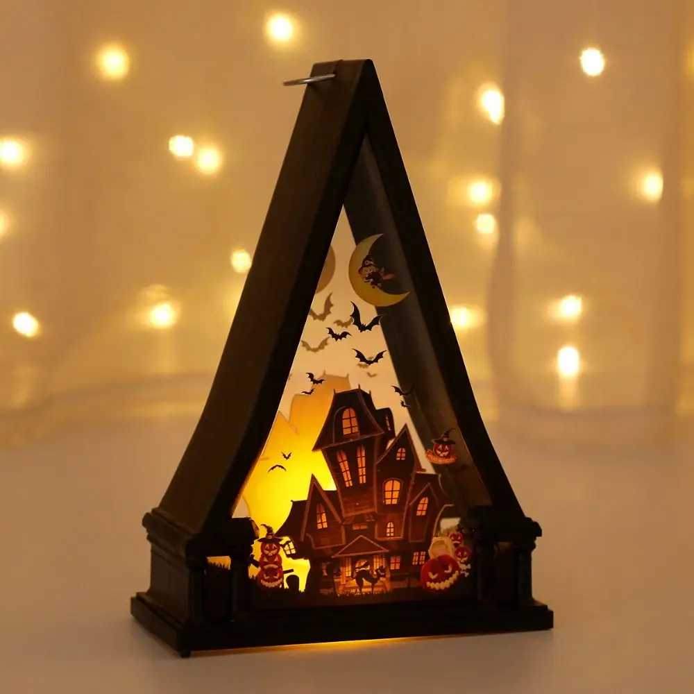 Simpatico fantasma zucca lanterna castello portatile luci Decorative di Halloween plastica creativa LED Light Decor puntelli