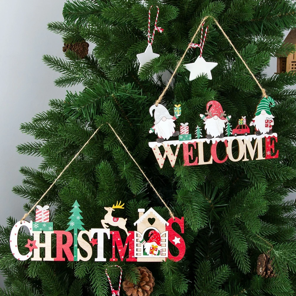 

Christmas Decorations Wooden Doorplates Hanging Ornaments Welcome Christmas Signs Hanging Ornaments At The Entrance of The Store