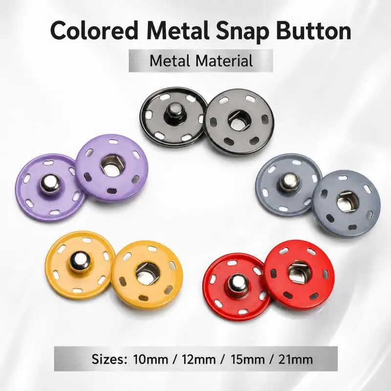 10-21mm Unsichtbare Bunte Druckknöpfe aus Metall 10/20/30 Sets Druckknöpfe für DIY-Kleidung Verschlüsse – Detail 1
