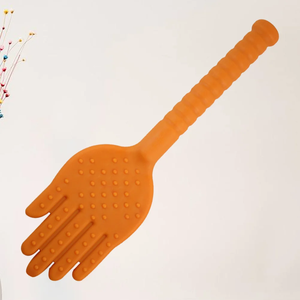 Martillo de masaje de salud de plástico con forma de palma, terapia relajante elástica duradera para aliviar la fatiga, masaje para la circulación sanguínea, color naranja