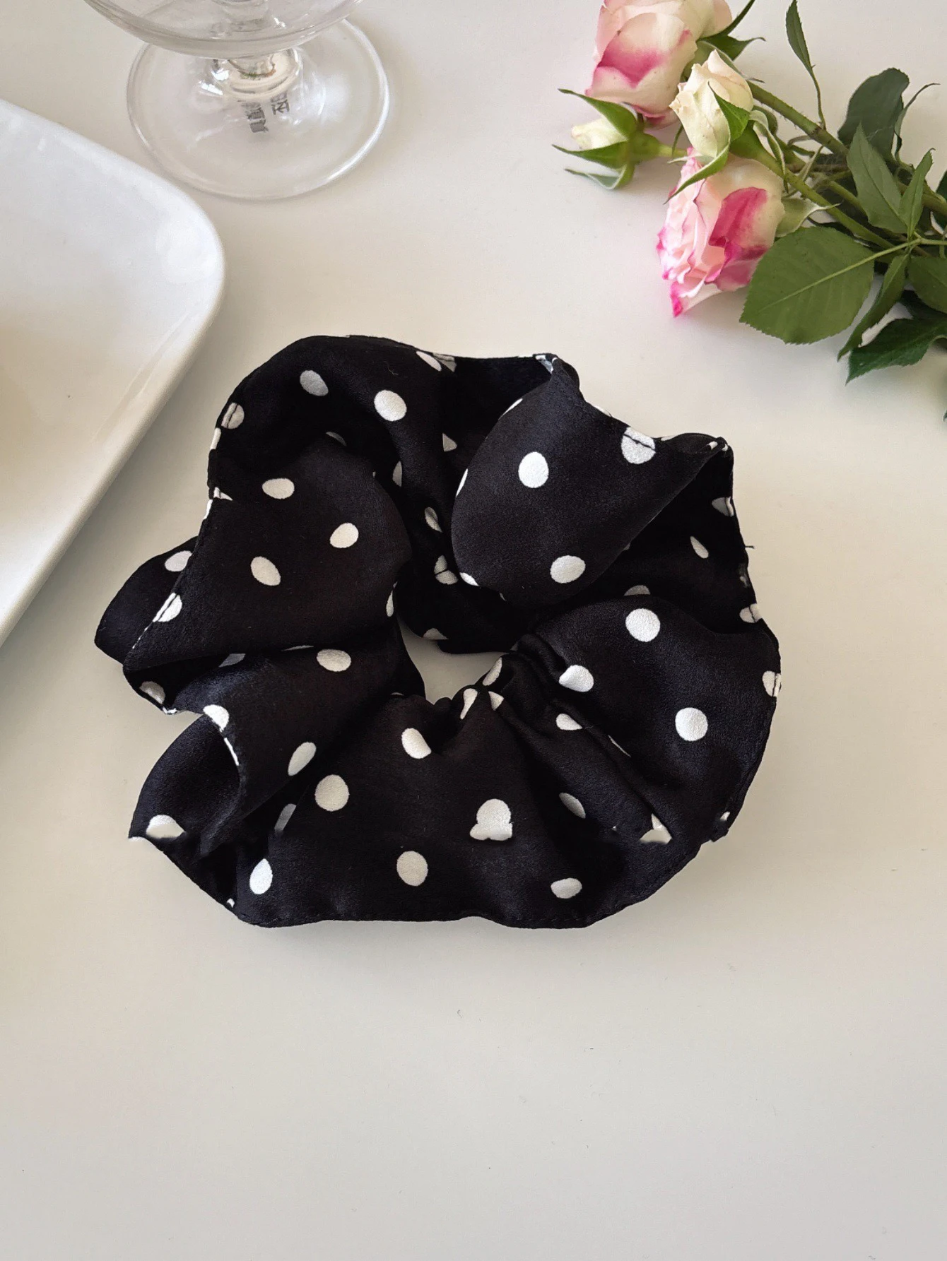 Großes Polka-Dot-Stirnband im sanften Retro-Stil für Damen, klassisches Material, Haarband mit schmaler Taille, Dutt-Stirnband – Detail 8