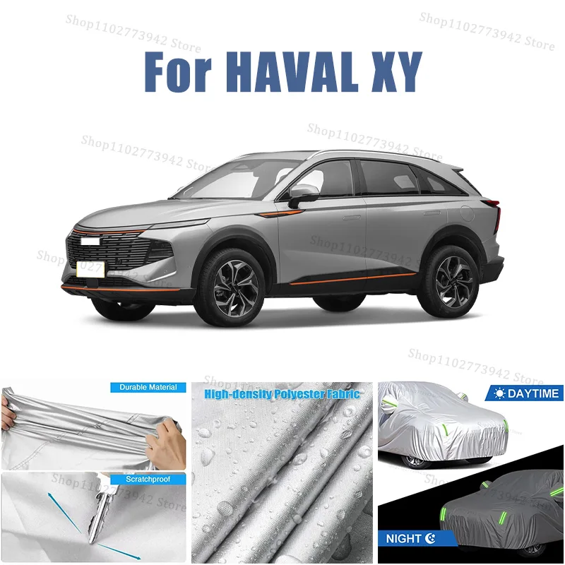 

Car Cover For HAVAL XY Full Exterior Black Silvery-Auto Cover Sunshade Dustproof Waterproof Reflective strips cars accessories