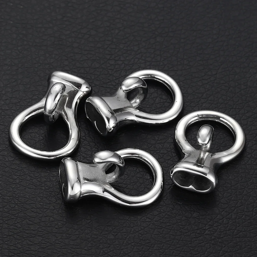 Stainless Steel End Cap Hook Double Hole 5mm Connector Leather Cord Toggle Clasp Bracelet Jewelry Making DIY Supplies
