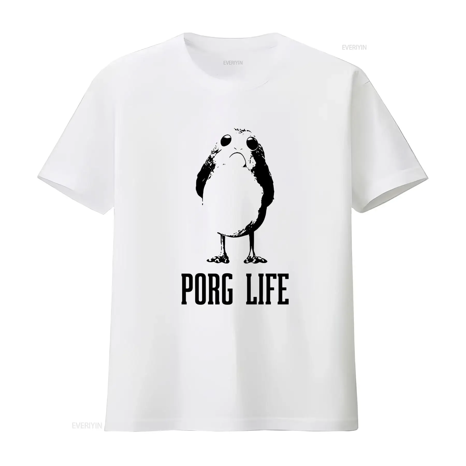 Porg Life T Shirt Stylish Black and White Design for Comfortable Wear vintage Washed streetwear Soft Top For Everyday Wear