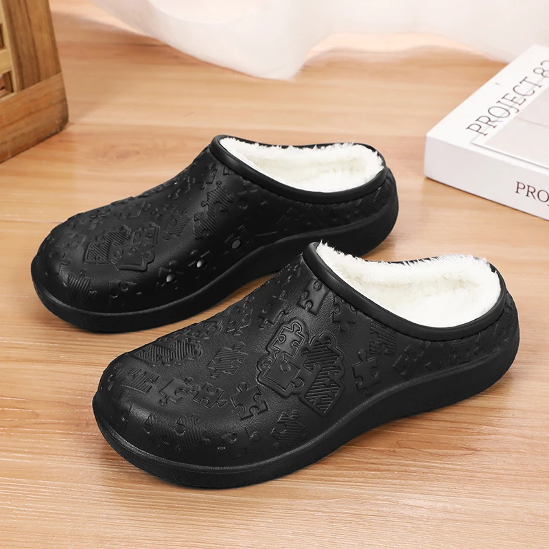 Zapatos de algodón para el hogar Unisex, pantuflas cálidas de felpa, toboganes de Casa antideslizantes para interiores para parejas, zapatos suaves de EVA para hombres y mujeres, invierno, nuevo